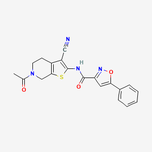 molecular formula C20H16N4O3S B2864602 N-(6-acetyl-3-cyano-4,5,6,7-tetrahydrothieno[2,3-c]pyridin-2-yl)-5-phenylisoxazole-3-carboxamide CAS No. 1172499-45-4