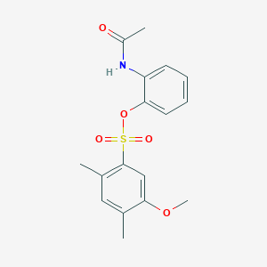 molecular formula C17H19NO5S B2864607 2-乙酰氨基苯基 5-甲氧基-2,4-二甲基苯磺酸酯 CAS No. 2415542-44-6