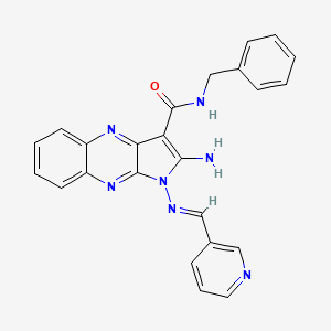 molecular formula C24H19N7O B2864608 2-amino-N-benzyl-1-[(E)-pyridin-3-ylmethylideneamino]pyrrolo[3,2-b]quinoxaline-3-carboxamide CAS No. 799840-60-1