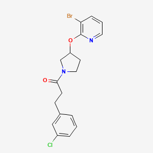 molecular formula C18H18BrClN2O2 B2864610 1-(3-((3-Bromopyridin-2-yl)oxy)pyrrolidin-1-yl)-3-(3-chlorophenyl)propan-1-one CAS No. 1903416-61-4