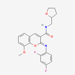 (2Z)-2-[(2,4-difluorophenyl)imino]-8-methoxy-N-(tetrahydrofuran-2-ylmethyl)-2H-chromene-3-carboxamide