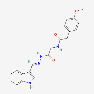 molecular formula C20H20N4O3 B2864624 (E)-N-(2-(2-((1H-吲哚-3-基)亚甲基)肼基)-2-氧代乙基)-2-(4-甲氧苯基)乙酰胺 CAS No. 391895-76-4