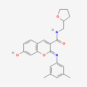 molecular formula C23H24N2O4 B2864627 (2Z)-2-[(3,5-dimethylphenyl)imino]-7-hydroxy-N-(tetrahydrofuran-2-ylmethyl)-2H-chromene-3-carboxamide CAS No. 478482-15-4