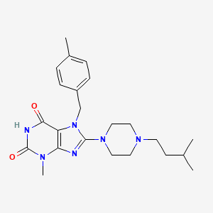 molecular formula C23H32N6O2 B2864635 8-(4-异戊基哌嗪-1-基)-3-甲基-7-(4-甲基苄基)-1H-嘌呤-2,6(3H,7H)-二酮 CAS No. 898437-76-8