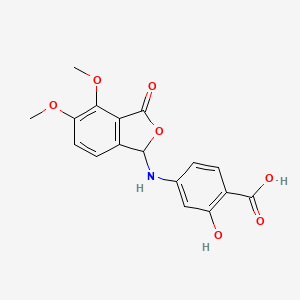molecular formula C17H15NO7 B2864648 4-[(4,5-Dimethoxy-3-oxo-1,3-dihydro-2-benzofuran-1-yl)amino]-2-hydroxybenzoic acid CAS No. 854002-42-9