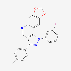 molecular formula C24H16FN3O2 B2864658 1-(3-fluorophenyl)-3-(p-tolyl)-1H-[1,3]dioxolo[4,5-g]pyrazolo[4,3-c]quinoline CAS No. 901246-68-2