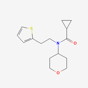 molecular formula C15H21NO2S B2864666 N-(tetrahydro-2H-pyran-4-yl)-N-(2-(thiophen-2-yl)ethyl)cyclopropanecarboxamide CAS No. 1798618-40-2