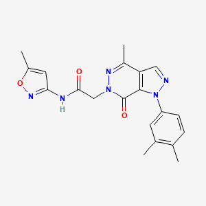 molecular formula C20H20N6O3 B2864673 2-(1-(3,4-dimethylphenyl)-4-methyl-7-oxo-1H-pyrazolo[3,4-d]pyridazin-6(7H)-yl)-N-(5-methylisoxazol-3-yl)acetamide CAS No. 955838-35-4