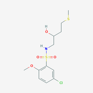 molecular formula C12H18ClNO4S2 B2864674 5-Chloro-N-(2-hydroxy-4-methylsulfanylbutyl)-2-methoxybenzenesulfonamide CAS No. 2309187-75-3