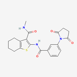 molecular formula C21H21N3O4S B2864681 2-(3-(2,5-二氧代吡咯烷-1-基)苯甲酰胺)-N-甲基-4,5,6,7-四氢苯并[b]噻吩-3-甲酰胺 CAS No. 892979-82-7