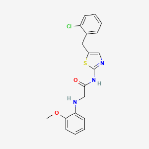 molecular formula C19H18ClN3O2S B2864684 N-(5-(2-chlorobenzyl)thiazol-2-yl)-2-((2-methoxyphenyl)amino)acetamide CAS No. 780818-83-9