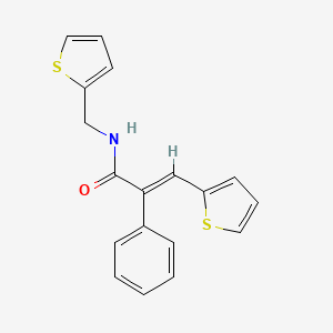 molecular formula C18H15NOS2 B2864685 (E)-2-苯基-3-(2-噻吩基)-N-(2-噻吩基甲基)-2-丙烯酰胺 CAS No. 478078-64-7