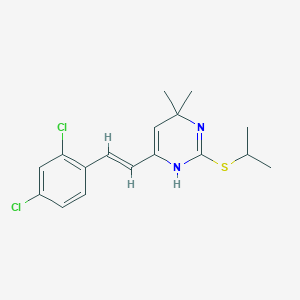 molecular formula C17H20Cl2N2S B2864686 4-(2,4-Dichlorostyryl)-2-(isopropylsulfanyl)-6,6-dimethyl-1,6-dihydropyrimidine CAS No. 1164520-51-7