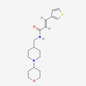 molecular formula C18H26N2O2S B2864689 (E)-N-((1-(tetrahydro-2H-pyran-4-yl)piperidin-4-yl)methyl)-3-(thiophen-3-yl)acrylamide CAS No. 2035019-10-2