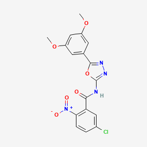 molecular formula C17H13ClN4O6 B2864697 5-chloro-N-[5-(3,5-dimethoxyphenyl)-1,3,4-oxadiazol-2-yl]-2-nitrobenzamide CAS No. 921124-04-1