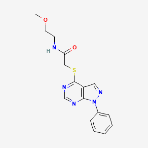 molecular formula C16H17N5O2S B2864706 N-(2-methoxyethyl)-2-(1-phenylpyrazolo[3,4-d]pyrimidin-4-yl)sulfanylacetamide CAS No. 893932-83-7