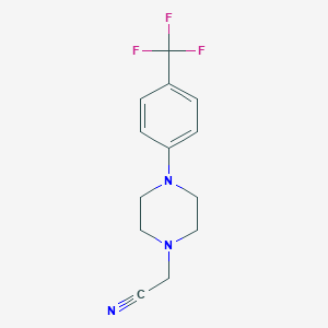 molecular formula C13H14F3N3 B286471 {4-[4-(Trifluoromethyl)phenyl]-1-piperazinyl}acetonitrile 