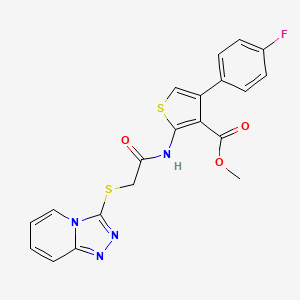 molecular formula C20H15FN4O3S2 B2864739 Methyl 2-(2-([1,2,4]triazolo[4,3-a]pyridin-3-ylthio)acetamido)-4-(4-fluorophenyl)thiophene-3-carboxylate CAS No. 503432-13-1