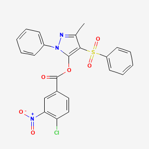 molecular formula C23H16ClN3O6S B2864743 3-甲基-1-苯基-4-(苯磺酰基)-1H-吡唑-5-基 4-氯-3-硝基苯甲酸酯 CAS No. 851092-76-7