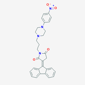 molecular formula C30H28N4O4 B286475 3-(9H-fluoren-9-ylidene)-1-[3-(4-{4-nitrophenyl}-1-piperazinyl)propyl]-2,5-pyrrolidinedione 