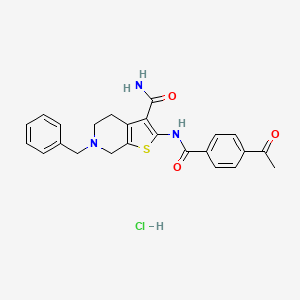 molecular formula C24H24ClN3O3S B2864751 2-(4-Acetylbenzamido)-6-benzyl-4,5,6,7-tetrahydrothieno[2,3-c]pyridine-3-carboxamide hydrochloride CAS No. 1177711-60-2