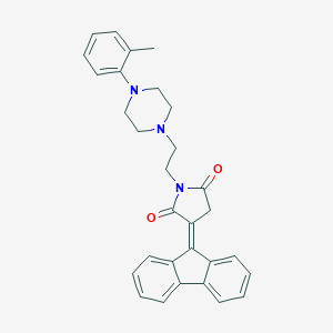 molecular formula C30H29N3O2 B286476 3-(9H-fluoren-9-ylidene)-1-{2-[4-(2-methylphenyl)-1-piperazinyl]ethyl}-2,5-pyrrolidinedione 