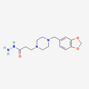 molecular formula C15H22N4O3 B2864767 3-[4-(1,3-Benzodioxol-5-ylmethyl)piperazin-1-yl]propanehydrazide CAS No. 328027-54-9