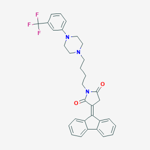 molecular formula C32H30F3N3O2 B286477 3-(9H-fluoren-9-ylidene)-1-(4-{4-[3-(trifluoromethyl)phenyl]-1-piperazinyl}butyl)-2,5-pyrrolidinedione 