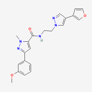molecular formula C21H21N5O3 B2864775 N-(2-(4-(furan-3-yl)-1H-pyrazol-1-yl)ethyl)-3-(3-methoxyphenyl)-1-methyl-1H-pyrazole-5-carboxamide CAS No. 2034291-85-3