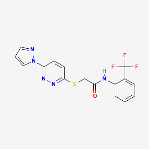 2-((6-(1H-pyrazol-1-yl)pyridazin-3-yl)thio)-N-(2-(trifluoromethyl)phenyl)acetamide