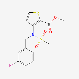 molecular formula C14H14FNO4S2 B2864783 3-[(3-氟苄基)(甲磺酰基)氨基]噻吩-2-甲酸甲酯 CAS No. 892283-38-4
