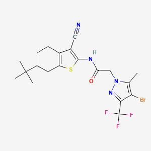 molecular formula C20H22BrF3N4OS B2864784 2-[4-溴-5-甲基-3-(三氟甲基)吡唑-1-基]-N-(6-叔丁基-3-氰基-4,5,6,7-四氢-1-苯并噻吩-2-基)乙酰胺 CAS No. 357611-61-1