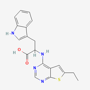 molecular formula C19H18N4O2S B2864785 2-((6-ethylthieno[2,3-d]pyrimidin-4-yl)amino)-3-(1H-indol-3-yl)propanoic acid CAS No. 495388-29-9