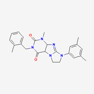 molecular formula C24H25N5O2 B2864793 8-(3,5-dimethylphenyl)-1-methyl-3-[(2-methylphenyl)methyl]-1H,2H,3H,4H,6H,7H,8H-imidazo[1,2-g]purine-2,4-dione CAS No. 872843-22-6