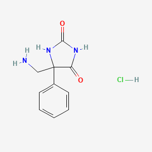 molecular formula C10H12ClN3O2 B2864797 5-(Aminomethyl)-5-phenylimidazolidine-2,4-dione hydrochloride CAS No. 201798-00-7