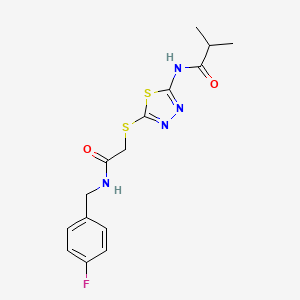 N-(5-((2-((4-fluorobenzyl)amino)-2-oxoethyl)thio)-1,3,4-thiadiazol-2-yl)isobutyramide