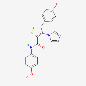 molecular formula C22H17FN2O2S B2864819 4-(4-氟苯基)-N-(4-甲氧基苯基)-3-(1H-吡咯-1-基)噻吩-2-甲酰胺 CAS No. 1105201-63-5