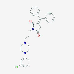 molecular formula C30H30ClN3O2 B286482 1-{3-[4-(3-Chlorophenyl)-1-piperazinyl]propyl}-3-(diphenylmethylene)-2,5-pyrrolidinedione 