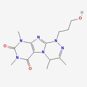 molecular formula C14H20N6O3 B2864822 1-(3-hydroxypropyl)-3,4,7,9-tetramethyl-7,9-dihydro-[1,2,4]triazino[3,4-f]purine-6,8(1H,4H)-dione CAS No. 898442-54-1