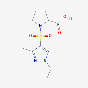 molecular formula C11H17N3O4S B2864829 1-[(1-ethyl-3-methyl-1H-pyrazol-4-yl)sulfonyl]proline CAS No. 1008008-25-0