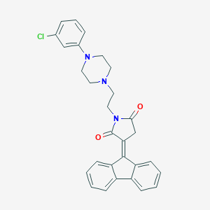 molecular formula C29H26ClN3O2 B286484 1-{2-[4-(3-chlorophenyl)-1-piperazinyl]ethyl}-3-(9H-fluoren-9-ylidene)-2,5-pyrrolidinedione 
