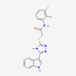 molecular formula C21H21N5OS B2864848 2-((5-(1H-indol-3-yl)-4-methyl-4H-1,2,4-triazol-3-yl)thio)-N-(2,3-dimethylphenyl)acetamide CAS No. 852142-14-4