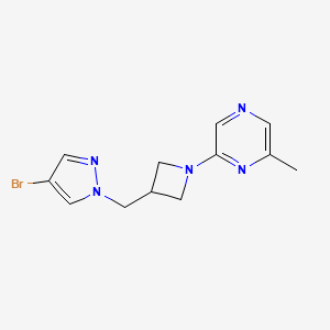 molecular formula C12H14BrN5 B2864851 2-{3-[(4-bromo-1H-pyrazol-1-yl)methyl]azetidin-1-yl}-6-methylpyrazine CAS No. 2415602-13-8