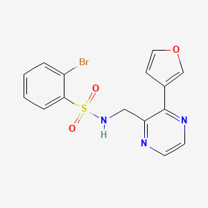 molecular formula C15H12BrN3O3S B2864863 2-bromo-N-((3-(furan-3-yl)pyrazin-2-yl)methyl)benzenesulfonamide CAS No. 2034424-02-5