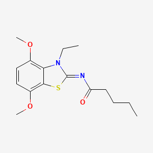 molecular formula C16H22N2O3S B2864872 N-(3-乙基-4,7-二甲氧基-1,3-苯并噻唑-2-亚甲基)戊酰胺 CAS No. 868370-31-4