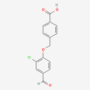 molecular formula C15H11ClO4 B2864873 4-[(2-Chloro-4-formylphenoxy)methyl]benzoic acid CAS No. 433250-58-9