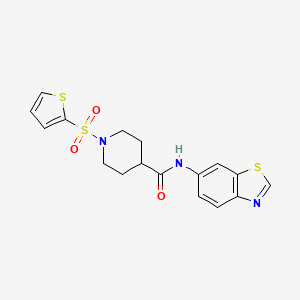 molecular formula C17H17N3O3S3 B2864876 N-(苯并[d]噻唑-6-基)-1-(噻吩-2-基磺酰基)哌啶-4-甲酰胺 CAS No. 941966-22-9