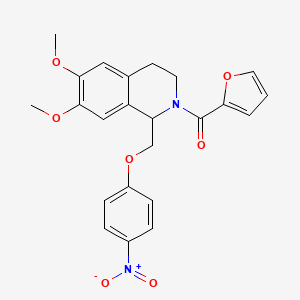 (6,7-dimethoxy-1-((4-nitrophenoxy)methyl)-3,4-dihydroisoquinolin-2(1H)-yl)(furan-2-yl)methanone