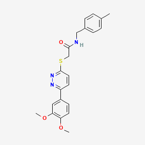 molecular formula C22H23N3O3S B2864896 2-((6-(3,4-二甲氧基苯基)哒嗪-3-基)硫代)-N-(4-甲基苄基)乙酰胺 CAS No. 872688-89-6