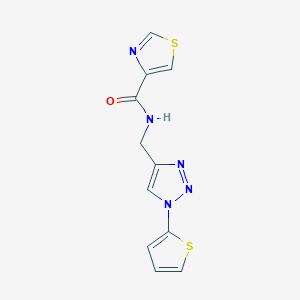 molecular formula C11H9N5OS2 B2864898 N-{[1-(噻吩-2-基)-1H-1,2,3-三唑-4-基]甲基}-1,3-噻唑-4-甲酰胺 CAS No. 2097857-36-6